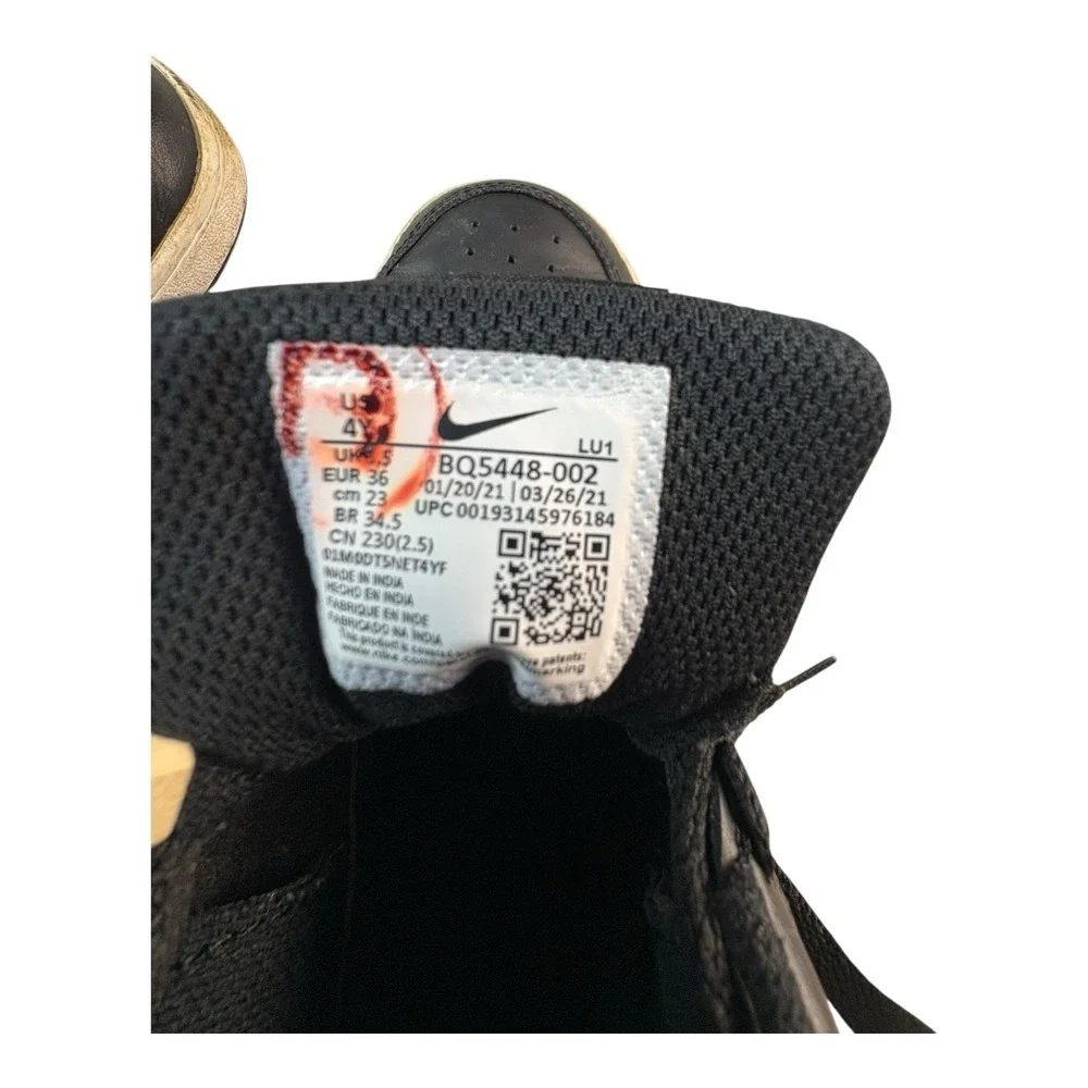 Nike Court Borough‎ Low 2 Youth 4Y Black White Sneakers BQ5448-002